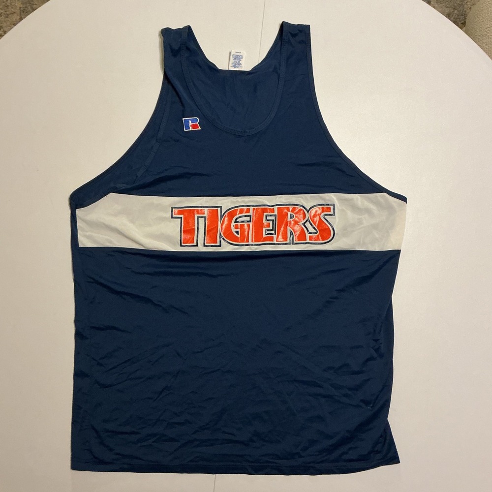 VTG USA Made Russell Auburn Tigers Tank Top Mens XXL Navy Blue Nylon 90s